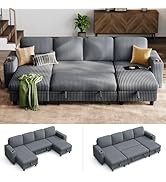 Sleeper Sofa Bed with Storage Chaise For Living Room