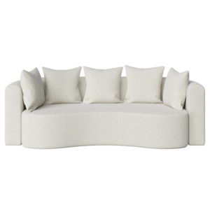 Curved 3-Seater Sofa – Off-White Boucle Upholstery